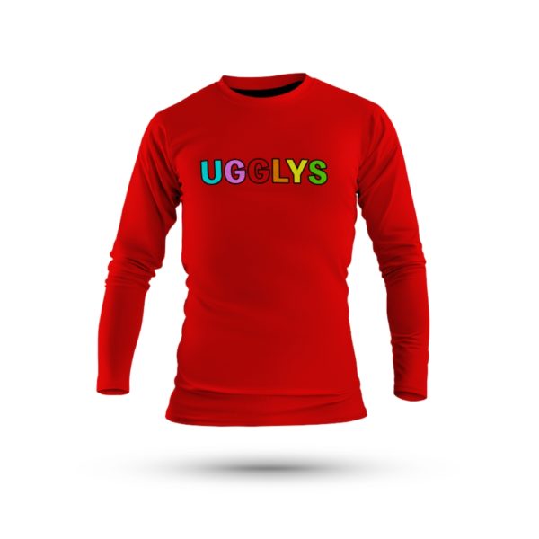 UGGLYS-LONG-SLEEVE-RED-TSHIRT-LARGE-PRINT